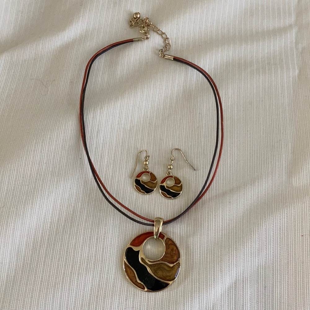 circle necklace and matching earrings.